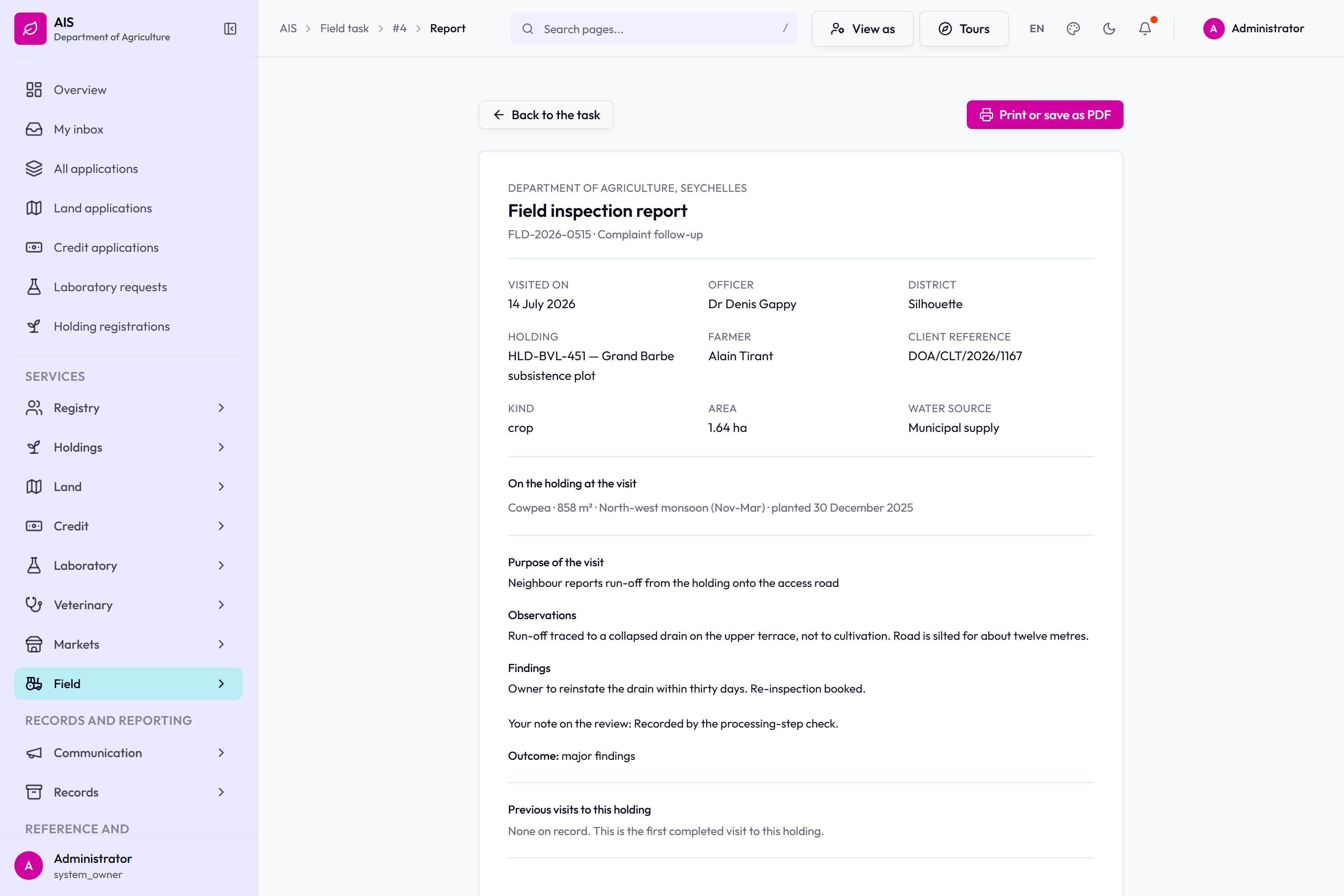 The field operations report.