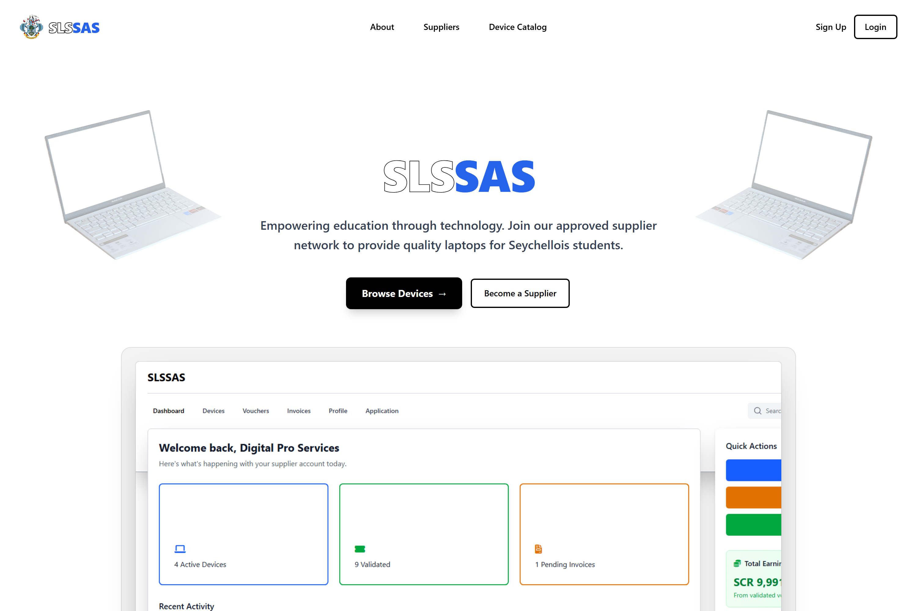 SLSSAS: the Student Laptop Scheme landing page.